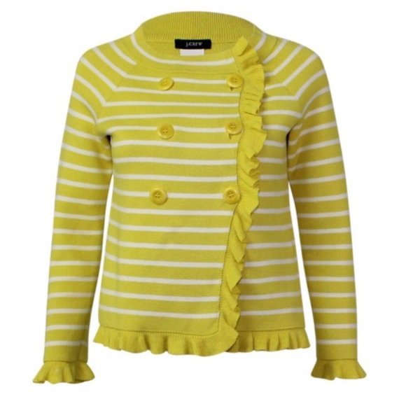 J. Crew Sweaters - J. Crew | Striped Ruffle Sweater, L